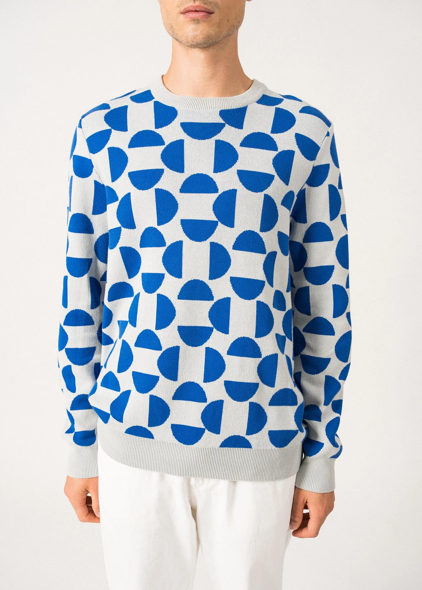 Pull en jacquard Milan - en coton (GRIS/MER/ACIDULE)