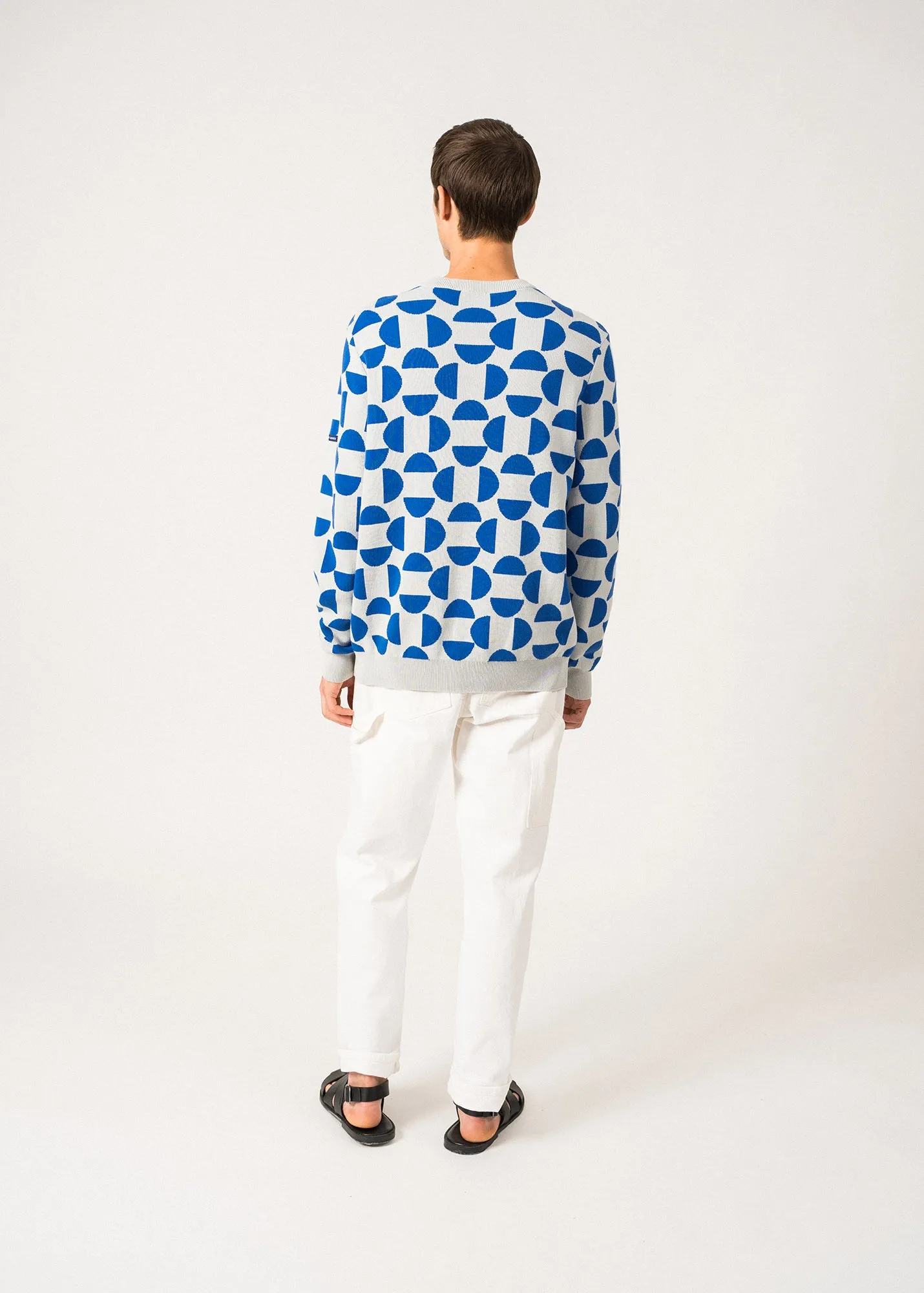 Pull en jacquard Milan - en coton (GRIS/MER/ACIDULE)