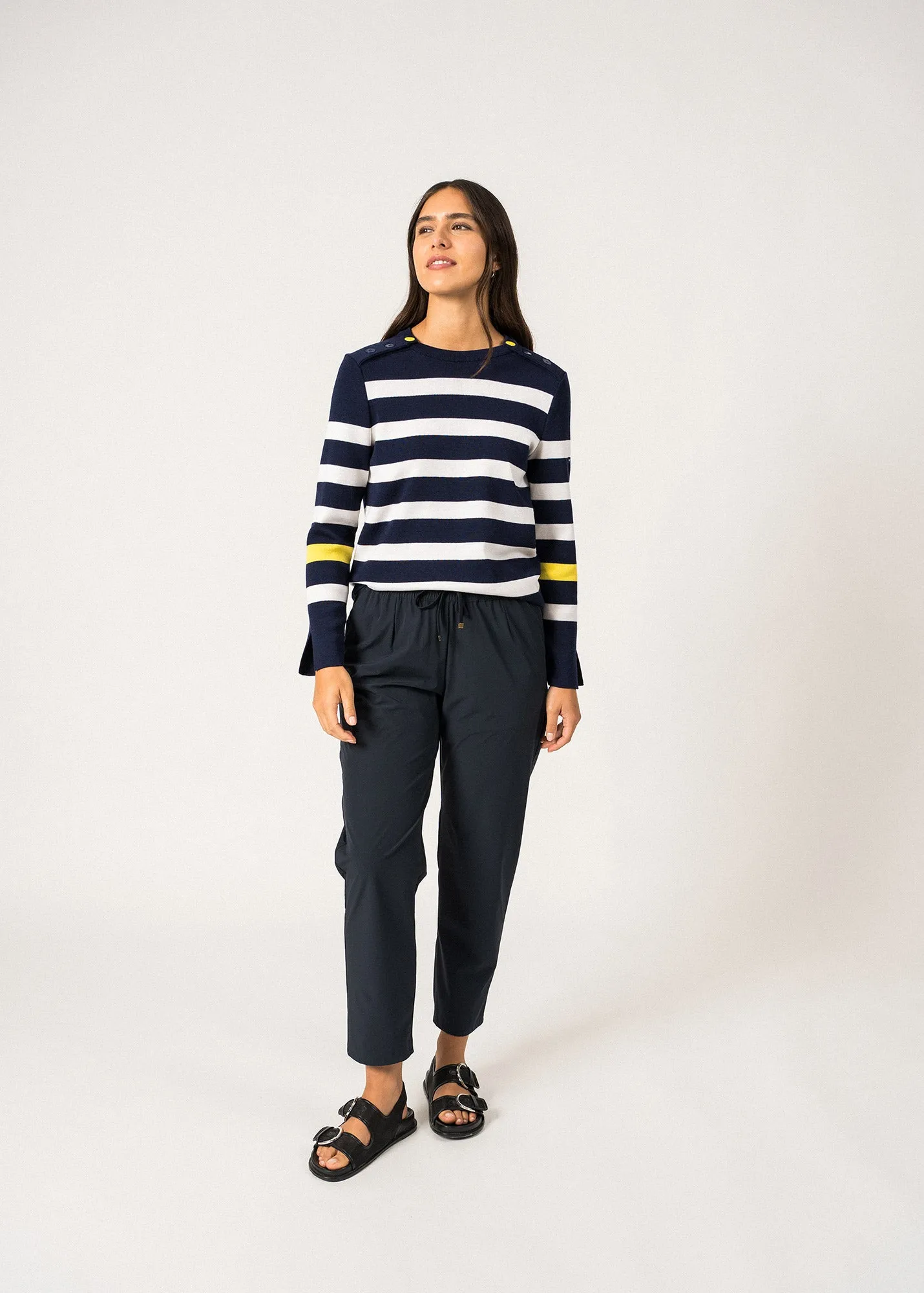 Pull esprit marin Aix - en laine (INSIGNE/BLANC/ACIDULE)