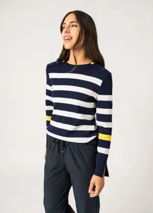 Pull esprit marin Aix - en laine (INSIGNE/BLANC/ACIDULE)