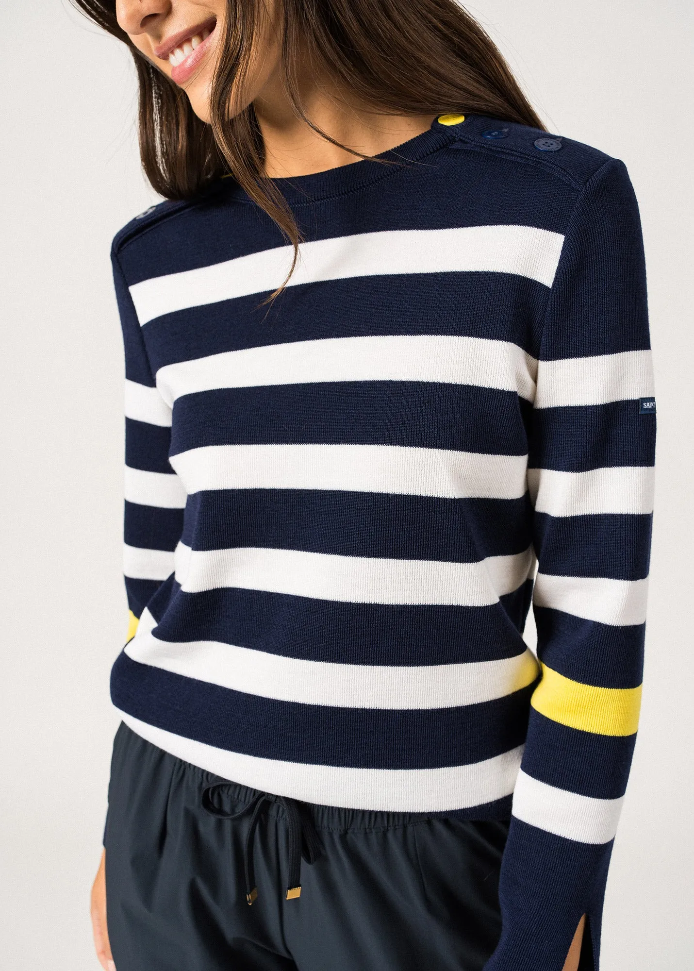 Pull esprit marin Aix - en laine (INSIGNE/BLANC/ACIDULE)