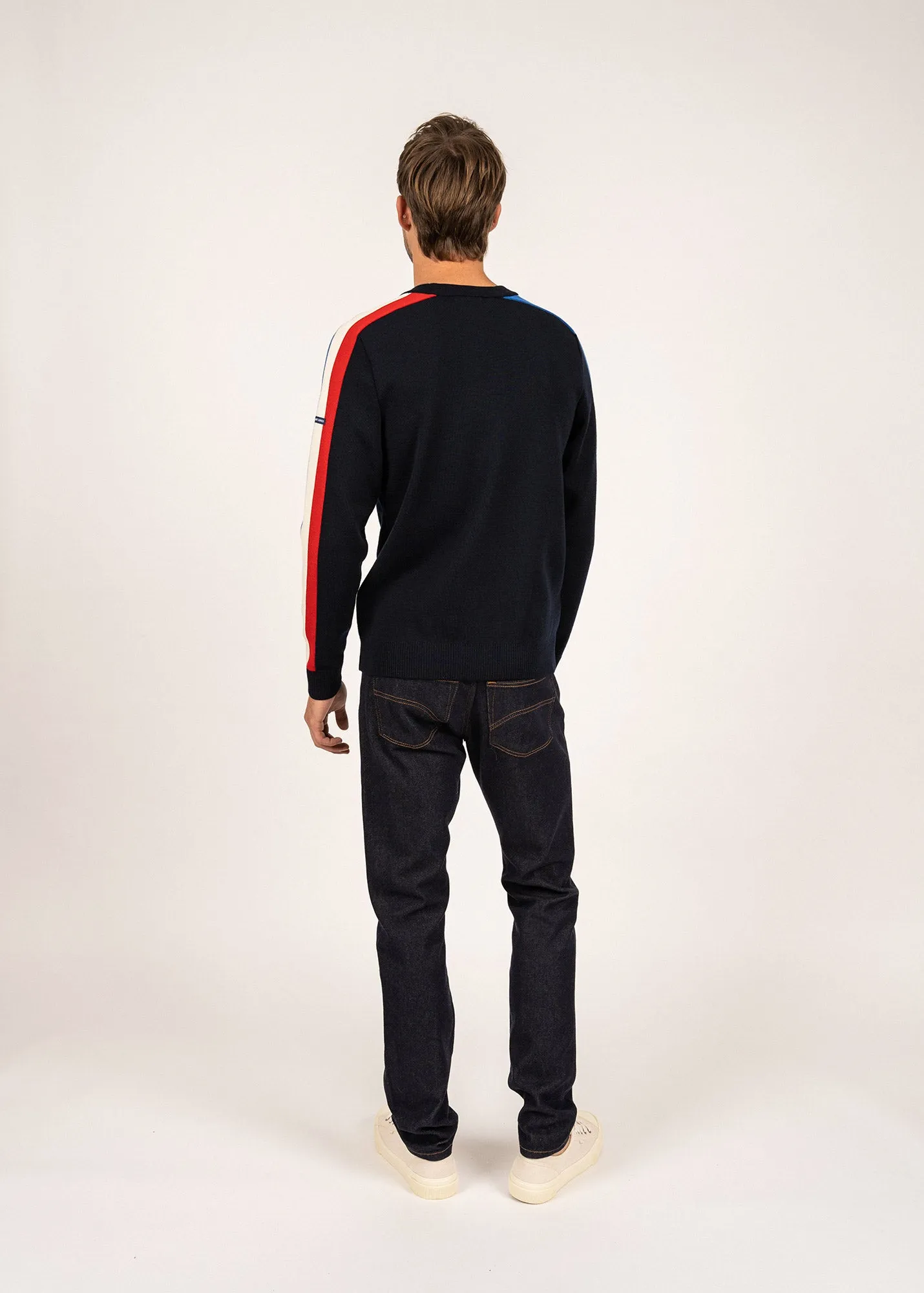 Pull  manches raglan en laine - SAINT JAMES x Elyse (NAVY/GITANE/ECUME/TULIPE)