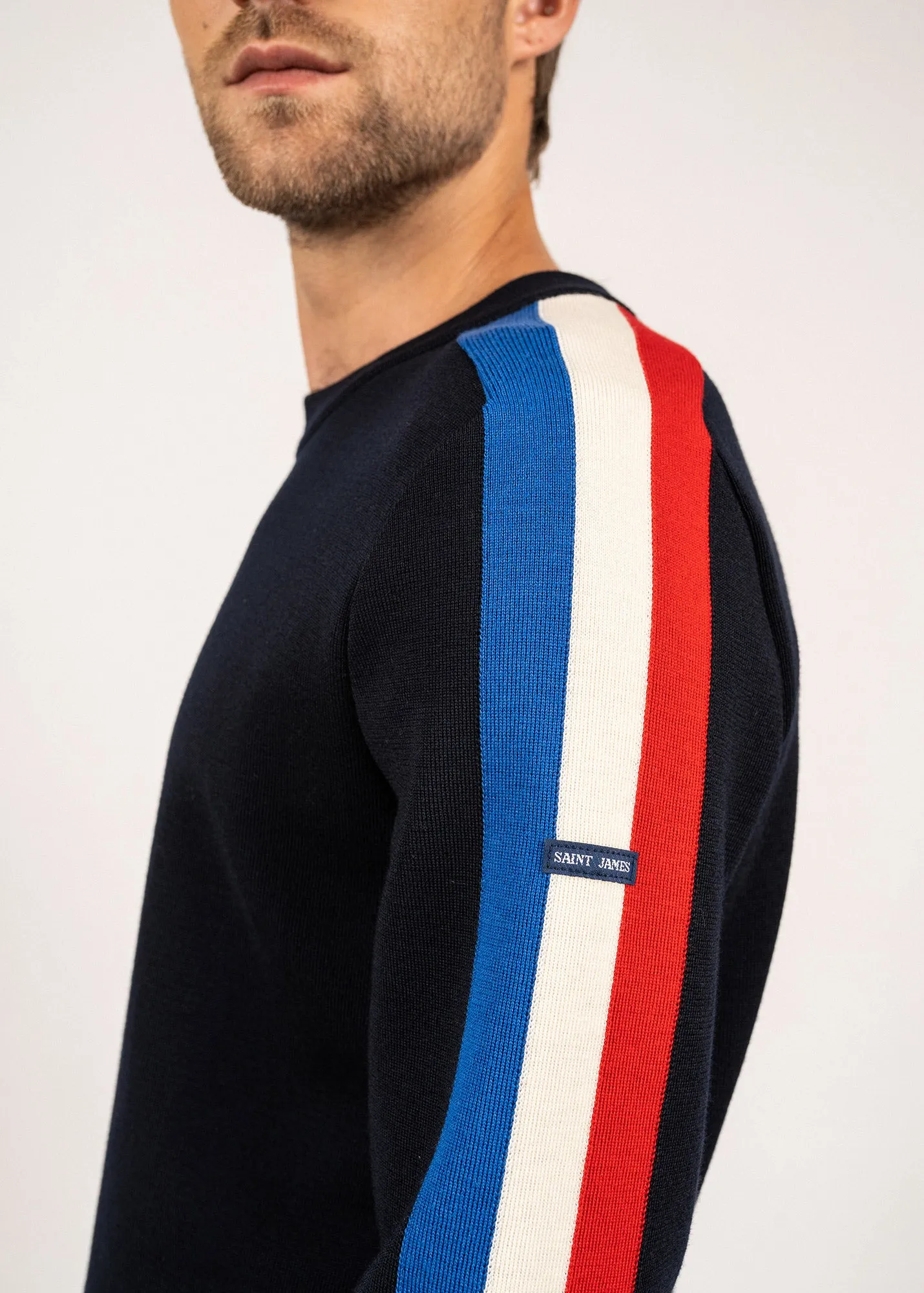 Pull  manches raglan en laine - SAINT JAMES x Elyse (NAVY/GITANE/ECUME/TULIPE)
