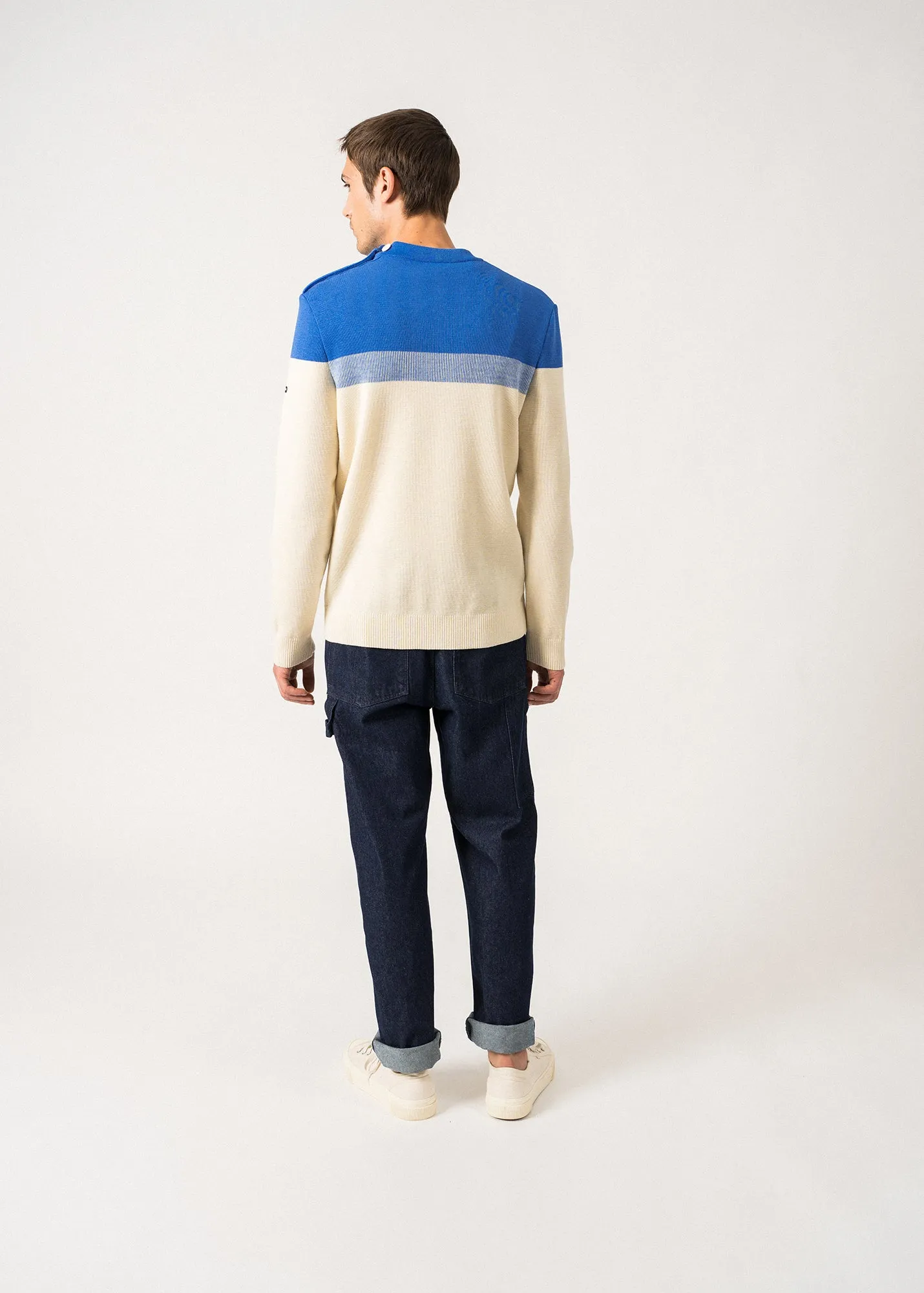 Pull marin Aquitaine - coupe confort, en laine (ECRU/MER)