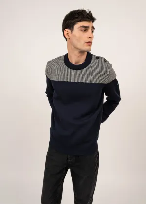 Pull marin bicolore Dinan - en laine (MARINE/ECRU)
