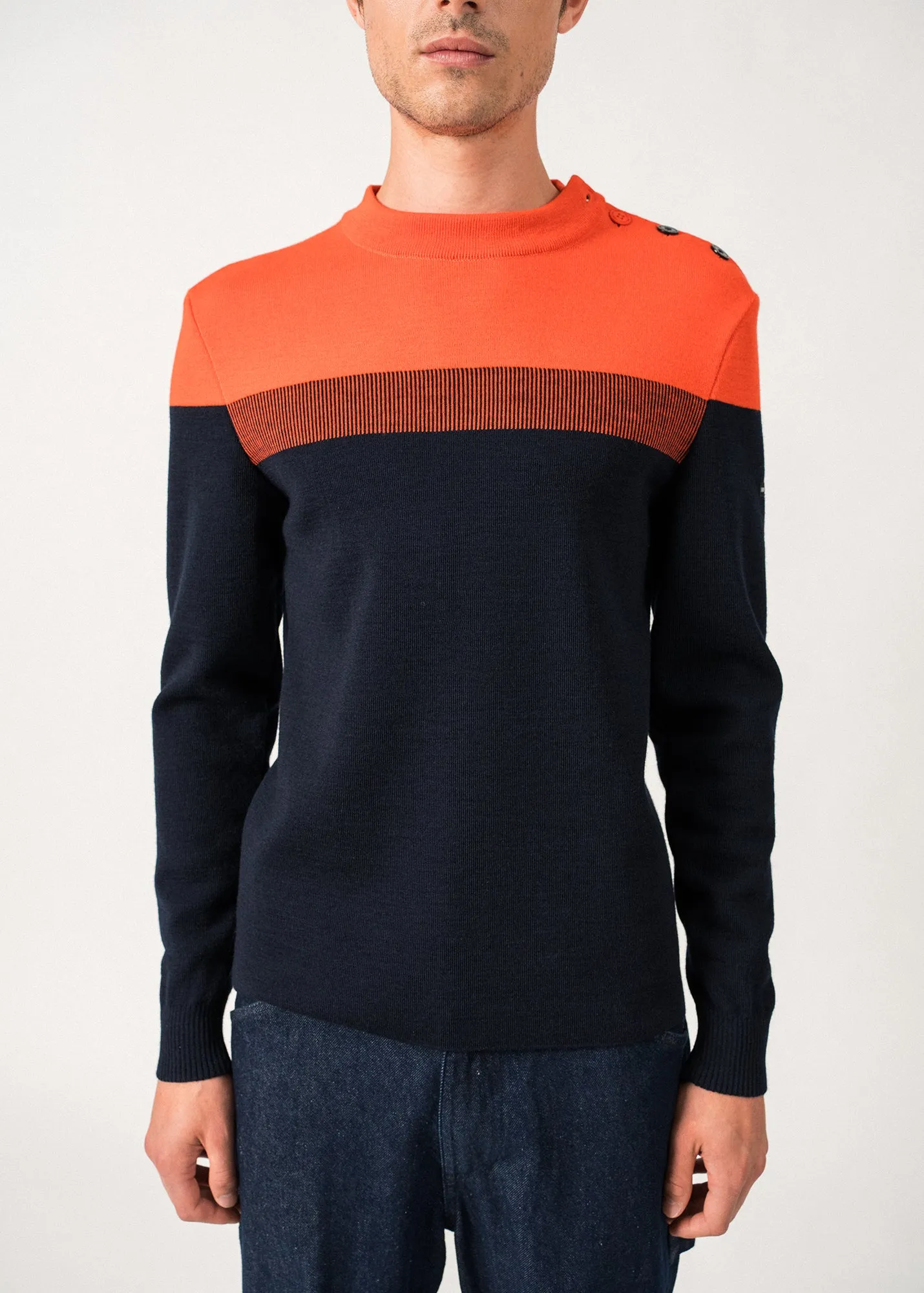 Pull marin Bretagne - en laine (MARINE/BASKET)