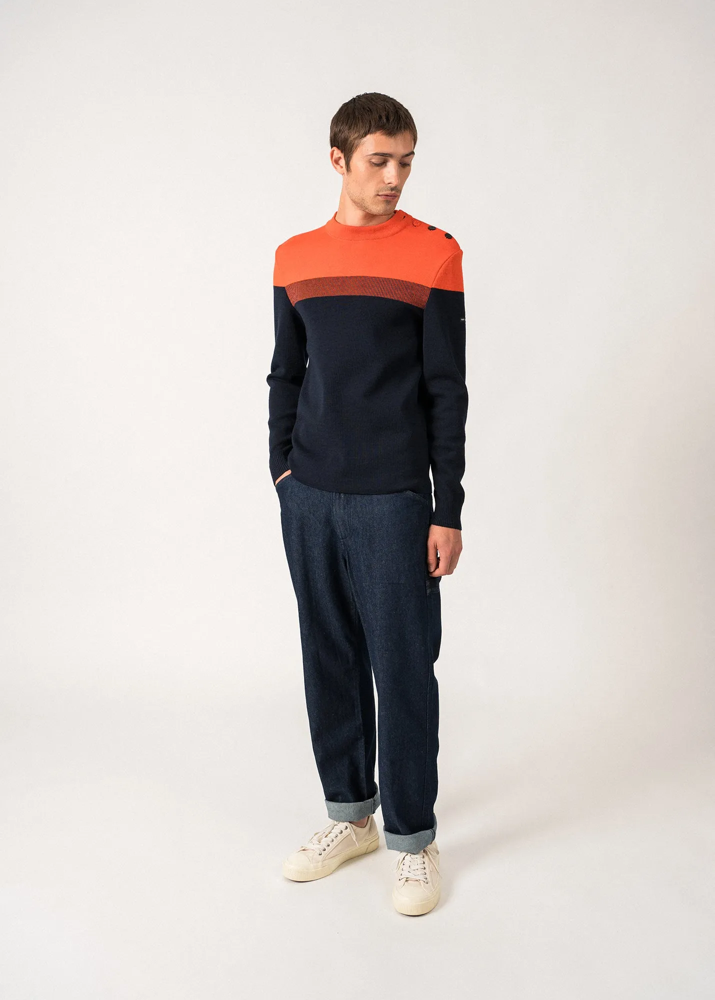 Pull marin Bretagne - en laine (MARINE/BASKET)