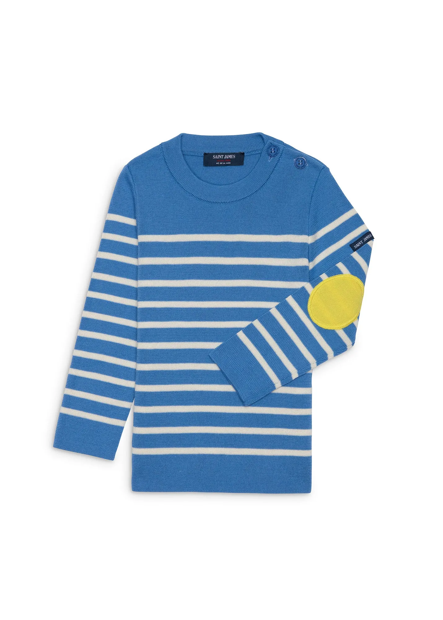 Pull marin Brganon enfant -  coudires contrastes (MER/ECUME/ACIDULE)