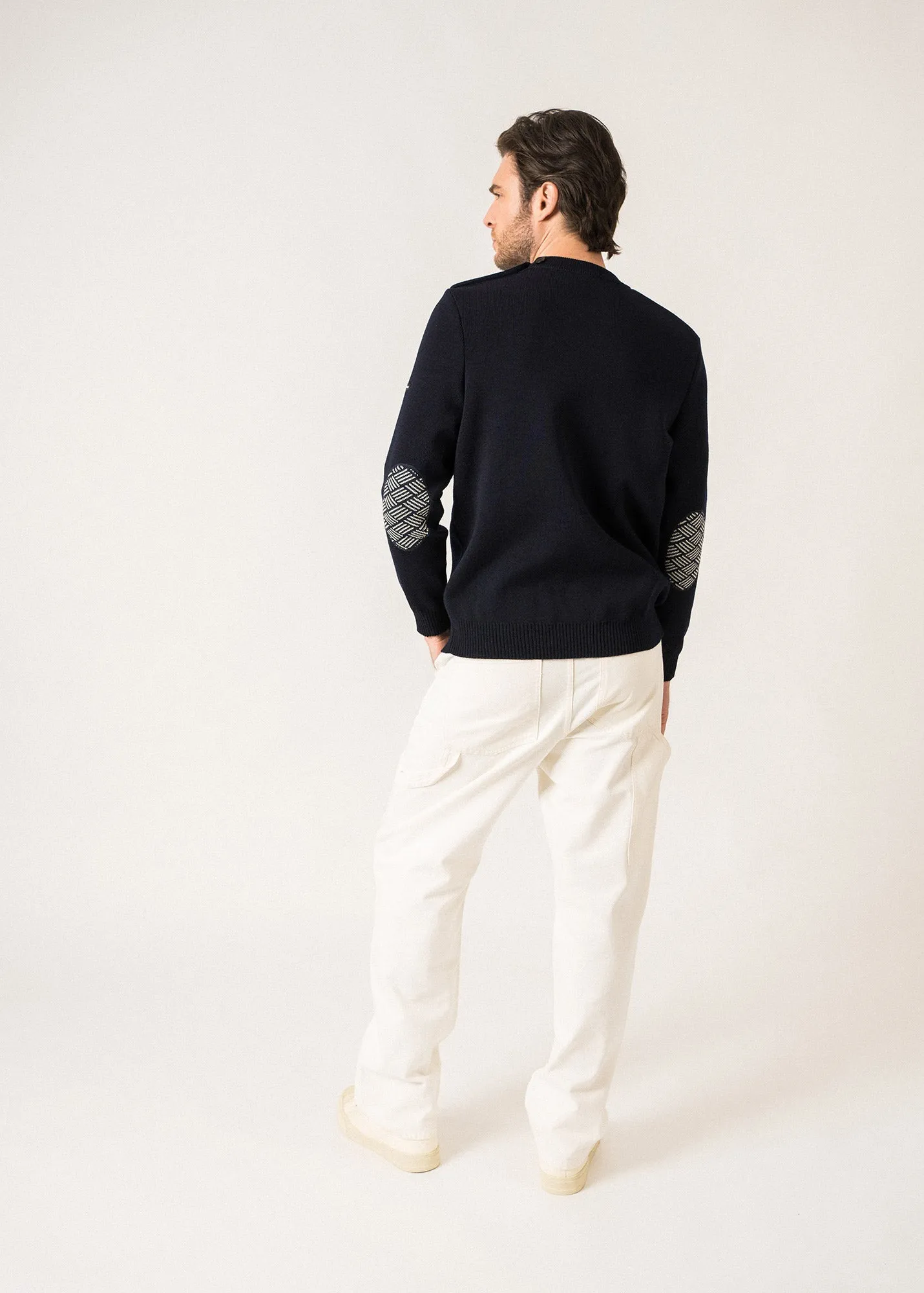 Pull marin Cancale Equipage -  coudires (MARINE/ECRU)