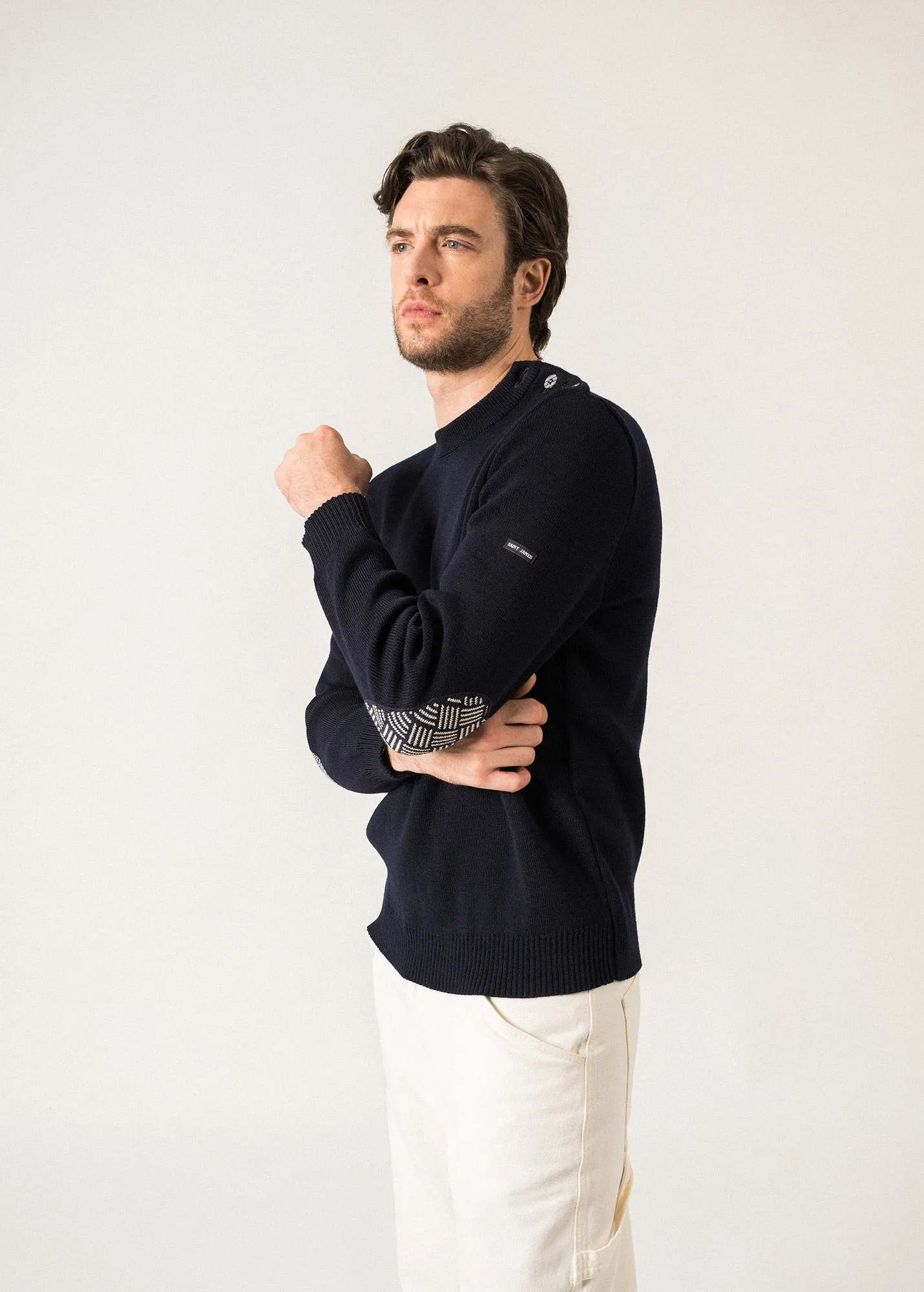 Pull marin Cancale Equipage -  coudires (MARINE/ECRU)