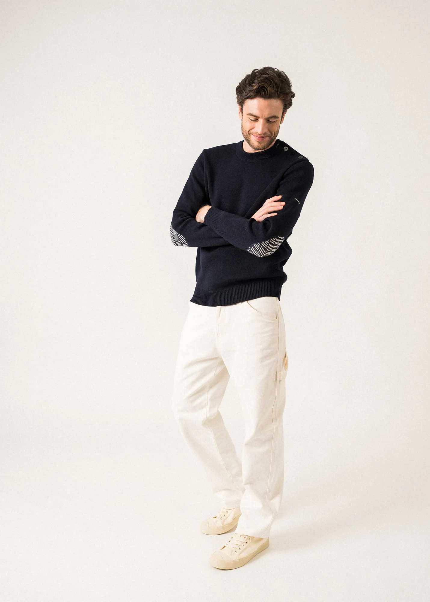 Pull marin Cancale Equipage -  coudires (MARINE/ECRU)