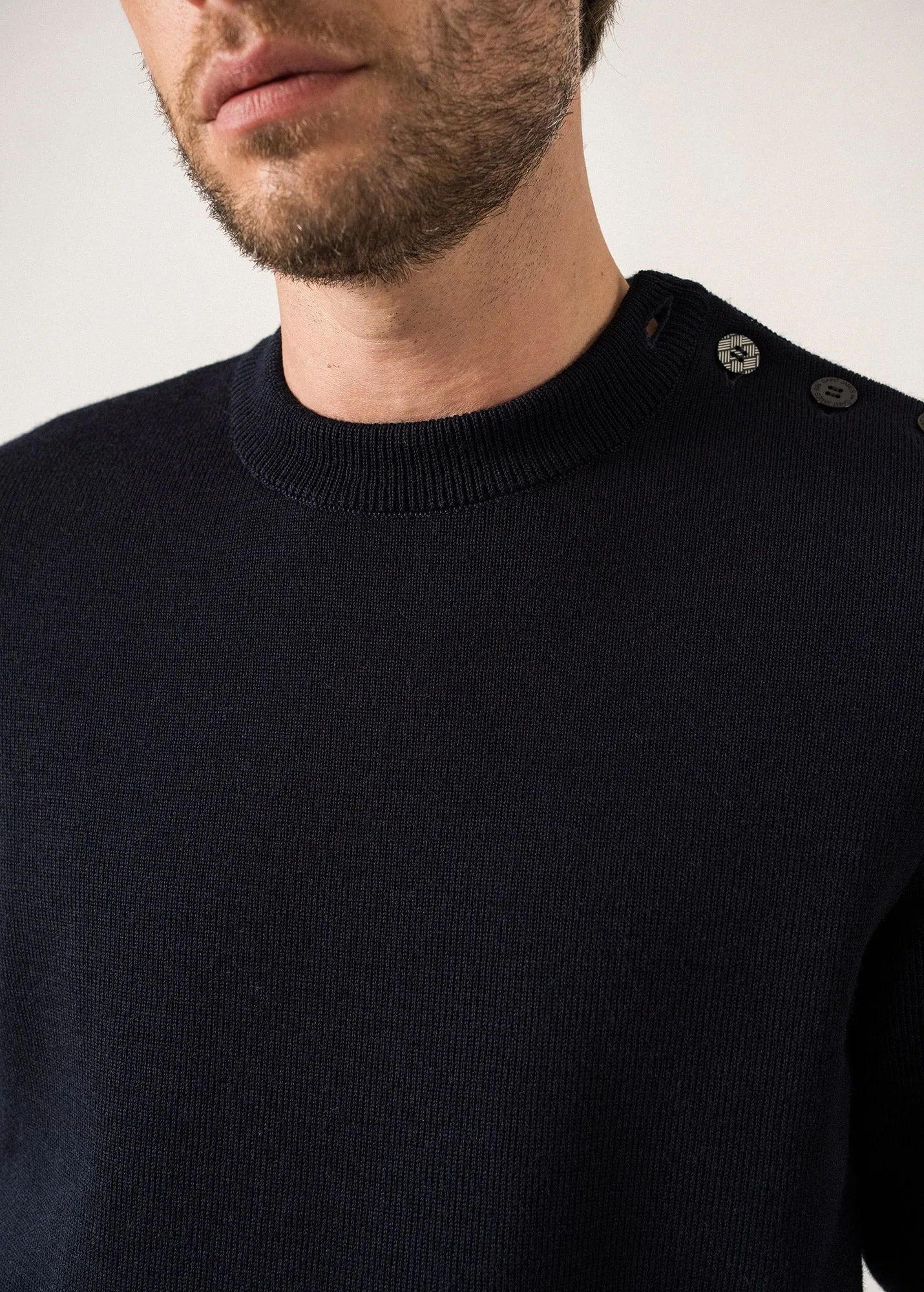 Pull marin Cancale Equipage -  coudires (MARINE/ECRU)