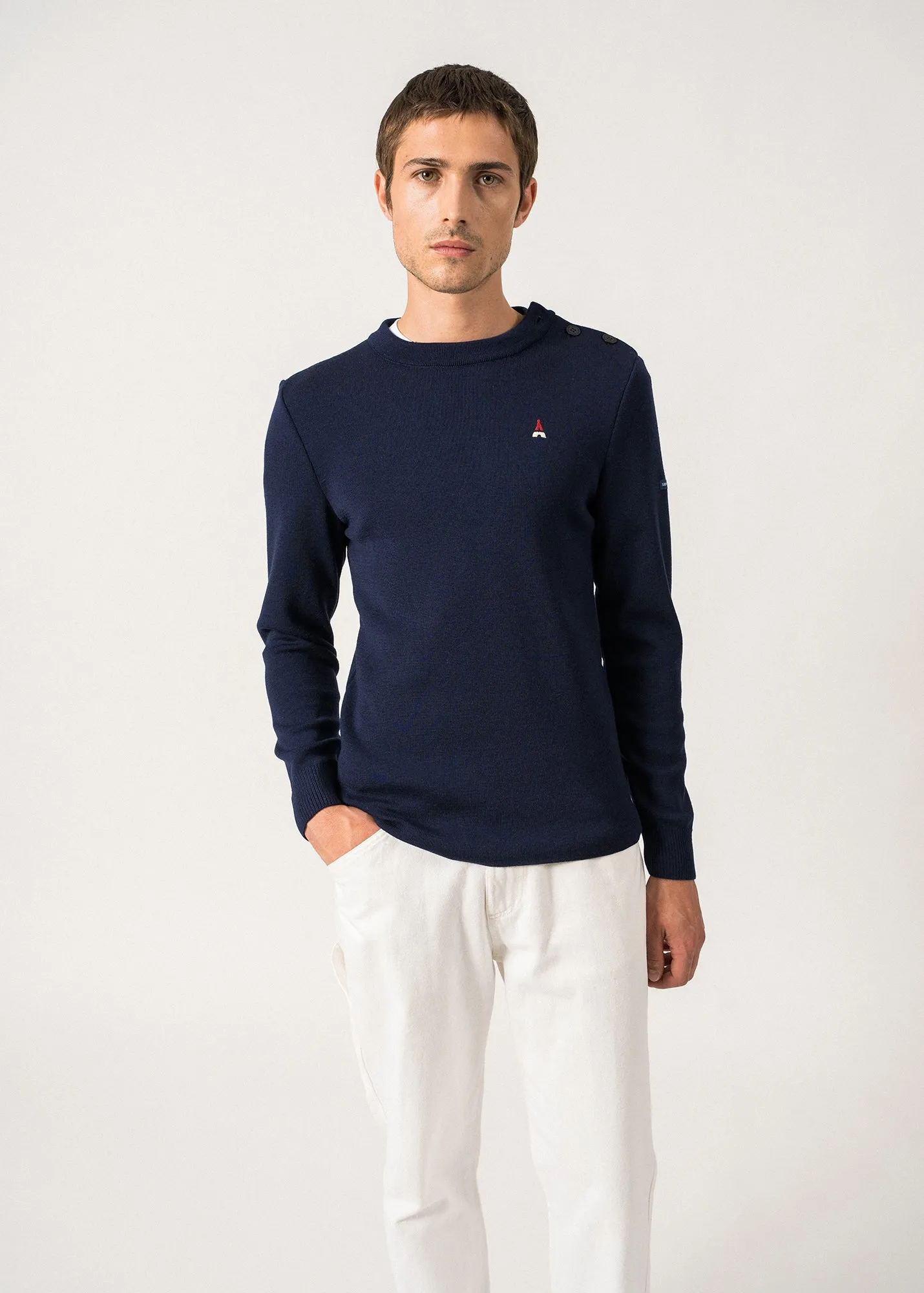 Pull marin Philibert - SAINT JAMES x Maison FT (INSIGNE/BLANC/MEDOC)