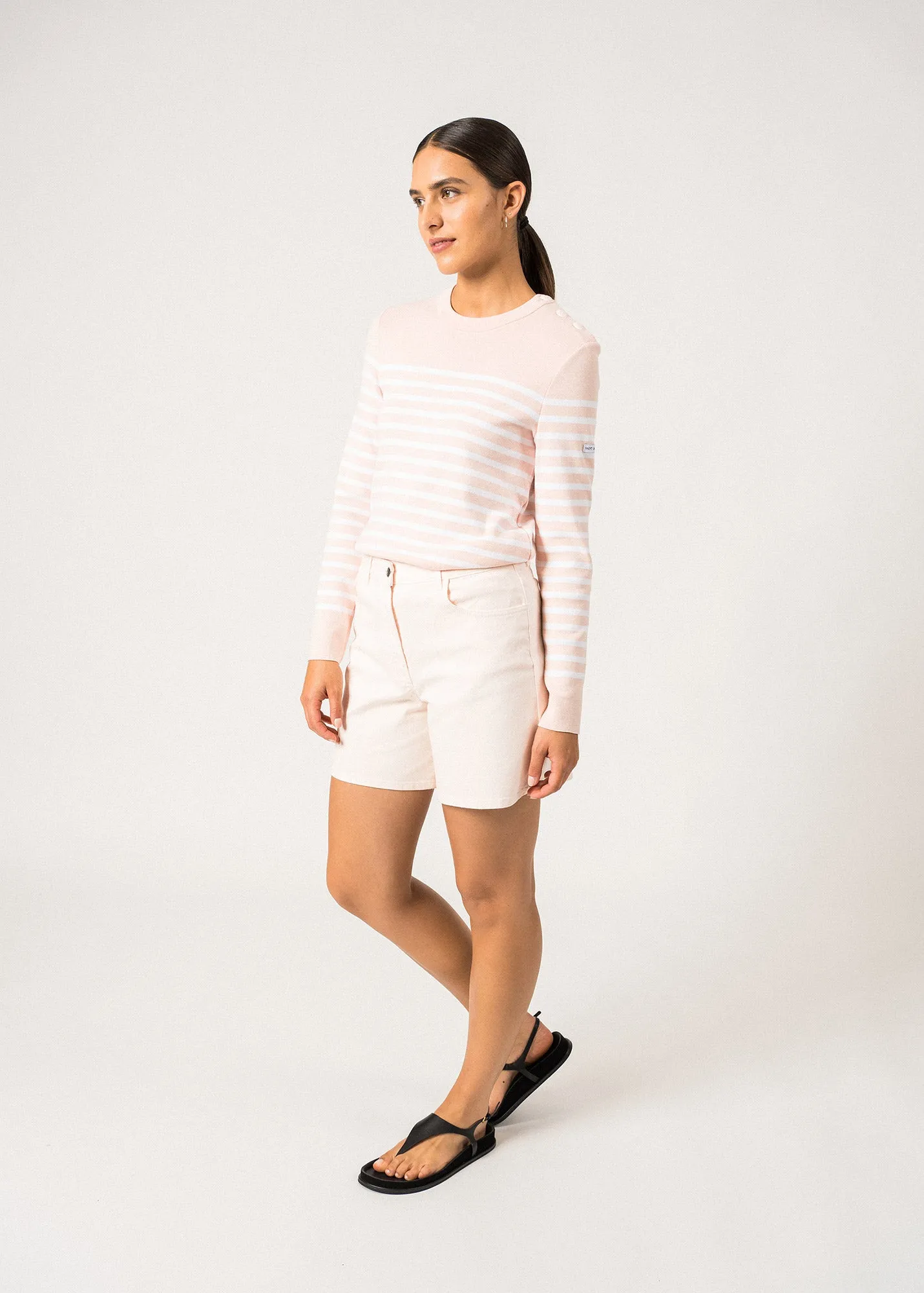 Pull marin ray Avignon - en coton (POUDRE/BLANC)