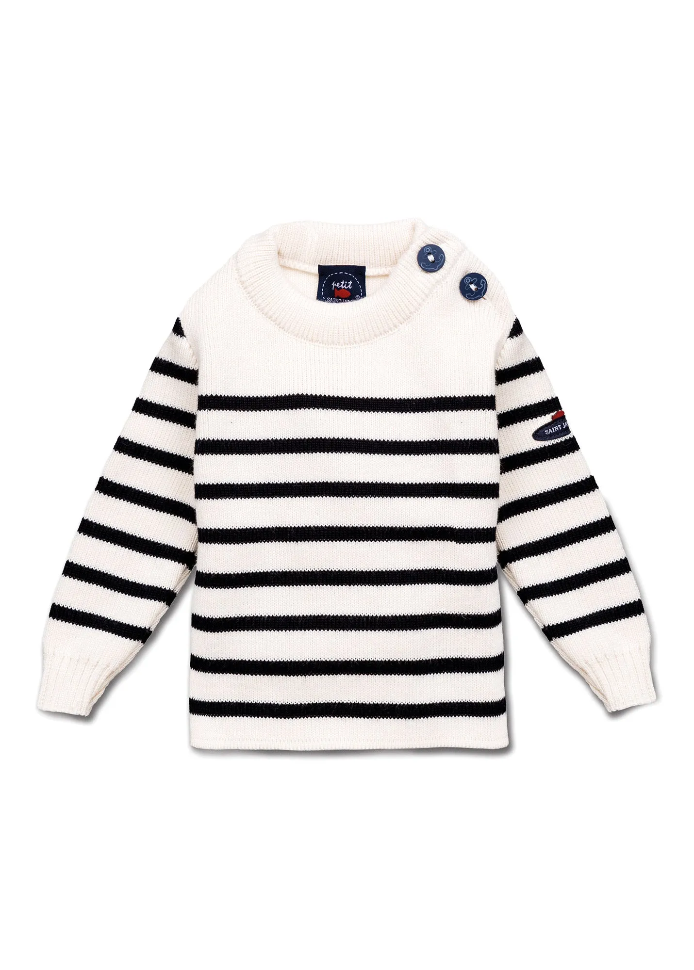 Pull marin ray bb Moussaillon - en laine mlange (ECUME/NAVY)