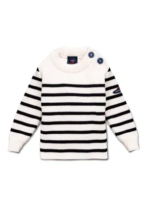 Pull marin ray bb Moussaillon - en laine mlange (ECUME/NAVY)