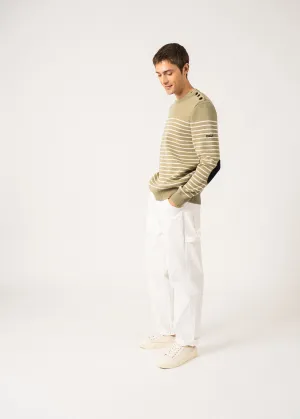 Pull marin ray Binic - avec coudires contrastes (AMANDIER/ECRU/MARINE)