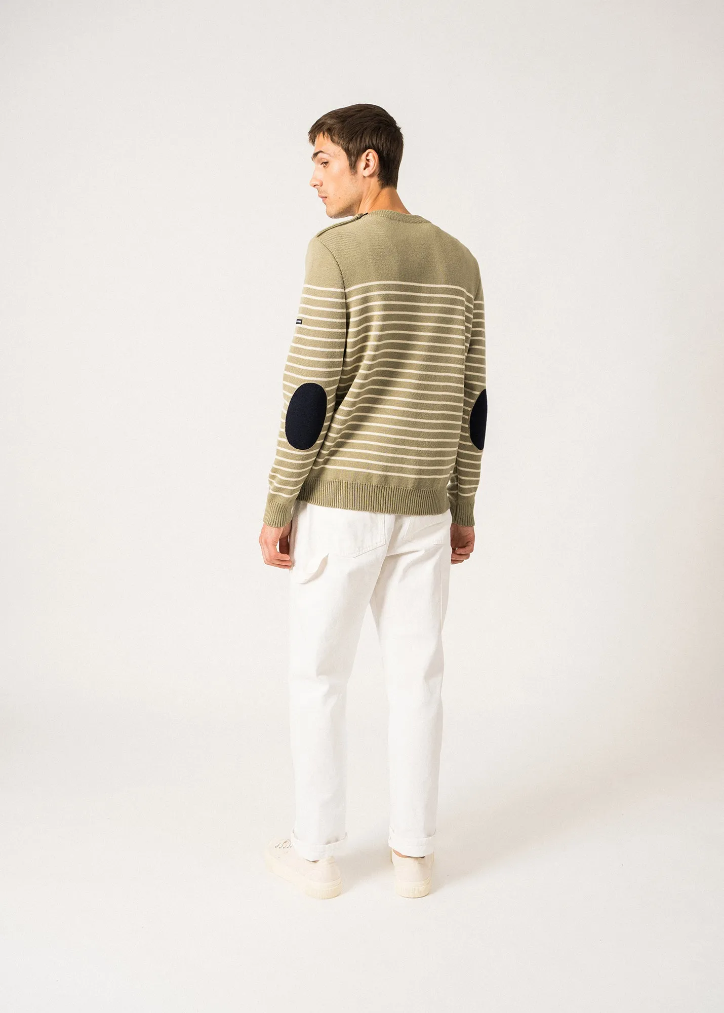 Pull marin ray Binic - avec coudires contrastes (AMANDIER/ECRU/MARINE)