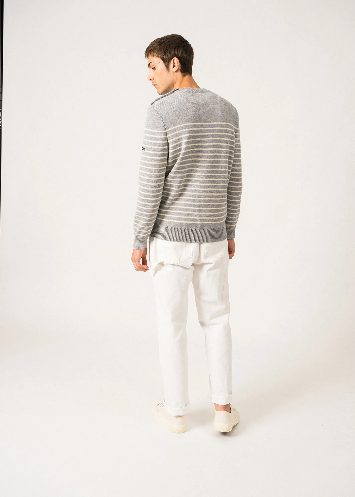 Pull marin ray Binic - coupe confort (GRIS CLAIR/ECRU)