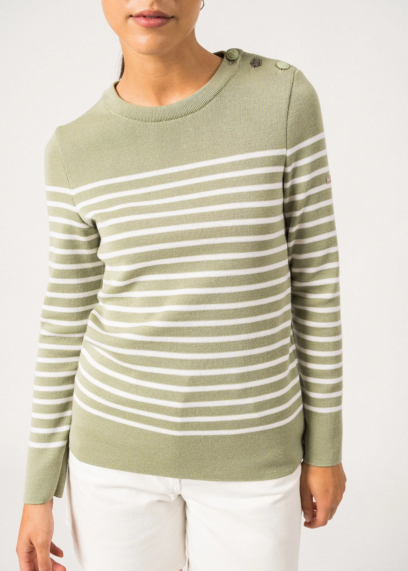 Pull marin ray Breganon - en laine (AMANDIER/BLANC)