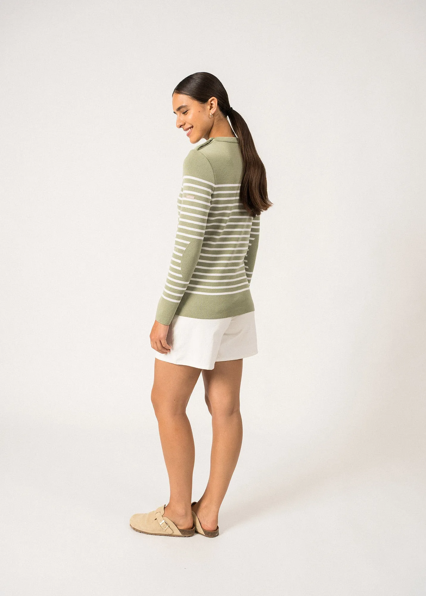 Pull marin ray Breganon - en laine (AMANDIER/BLANC)