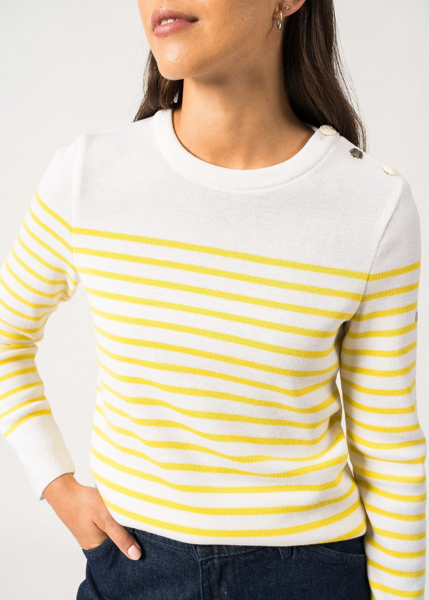 Pull marin ray Breganon - en laine (BLANC/ACIDULE)