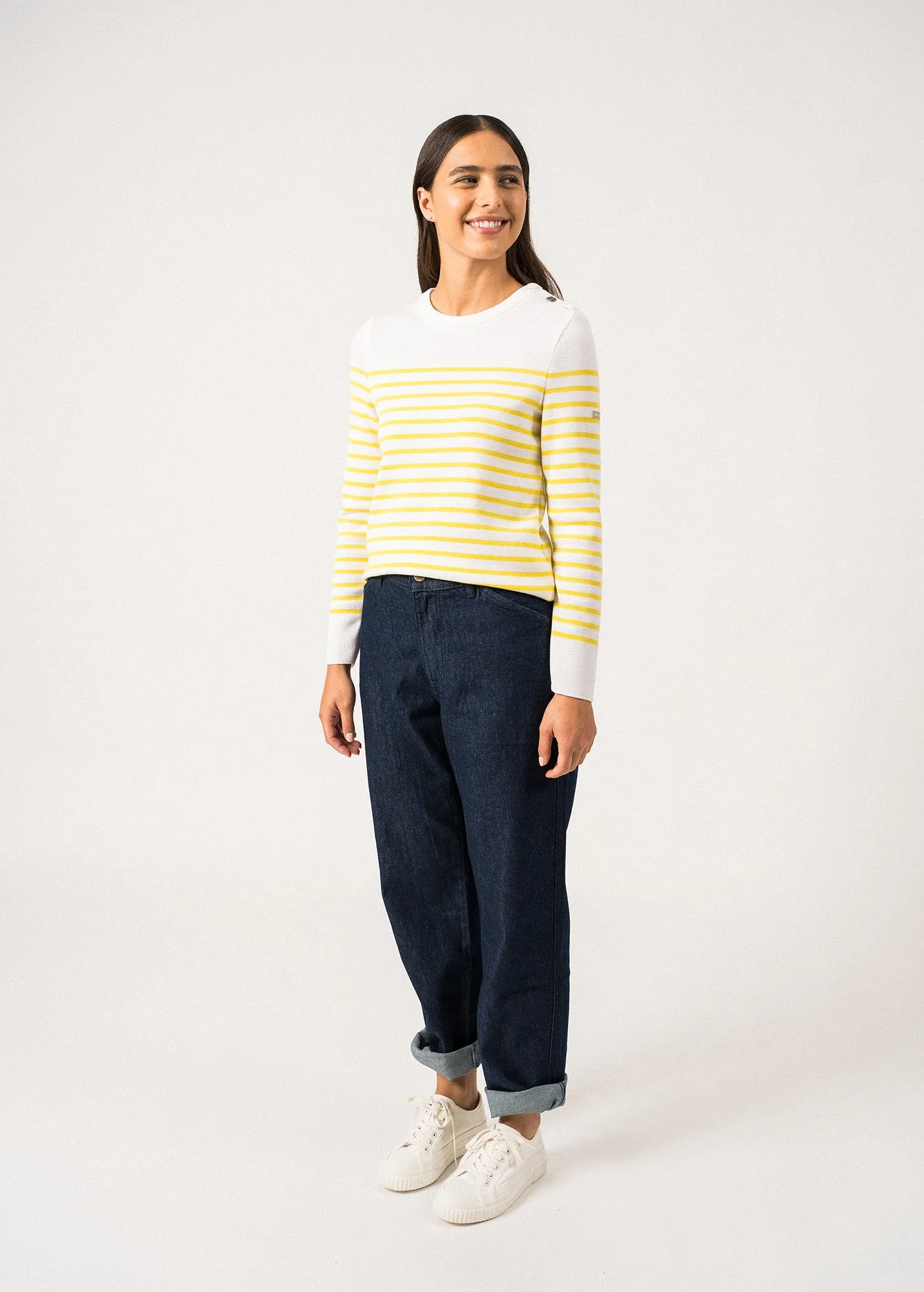 Pull marin ray Breganon - en laine (BLANC/ACIDULE)