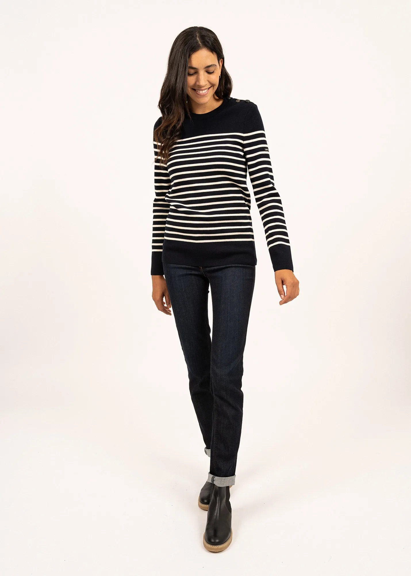 Pull marin ray Breganon - en laine (NAVY/ECUME)