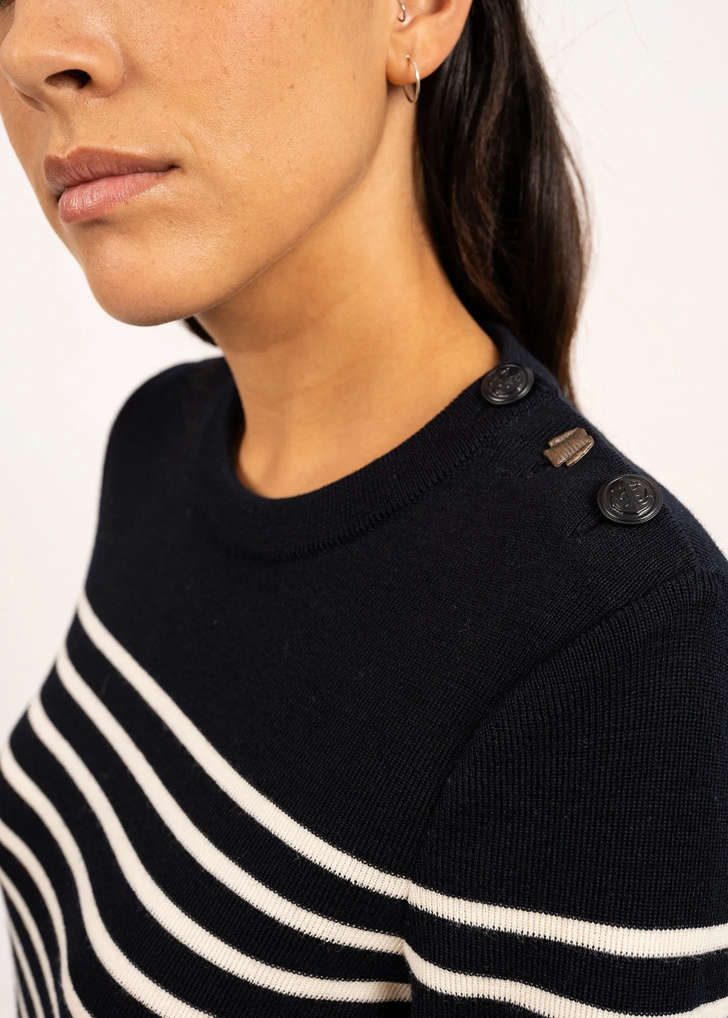 Pull marin ray Breganon - en laine (NAVY/ECUME)
