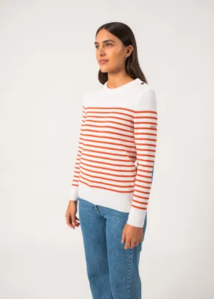 Pull marin ray Brganon -  coudires contrastes (BLANC/BASKET/MER)