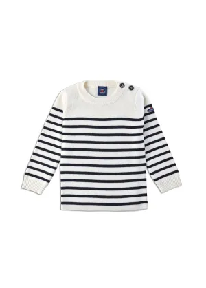Pull marin ray enfant Moussaillon - en laine mlange (ECUME/NAVY)
