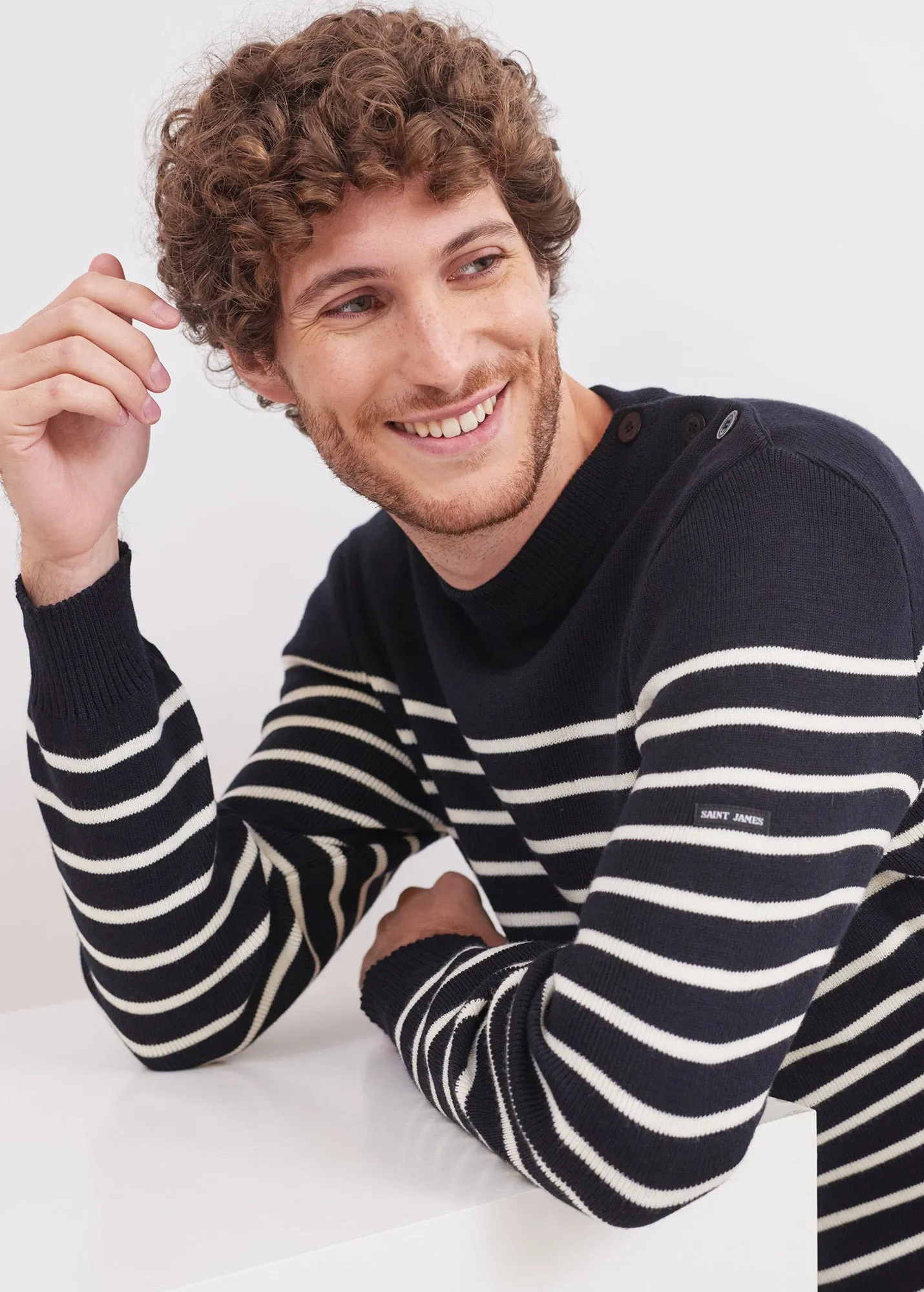 Pull marin ray Galiote - en laine mlange (NAVY/ECUME)