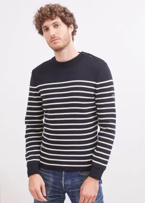 Pull marin ray Galiote - en laine mlange (NAVY/ECUME)