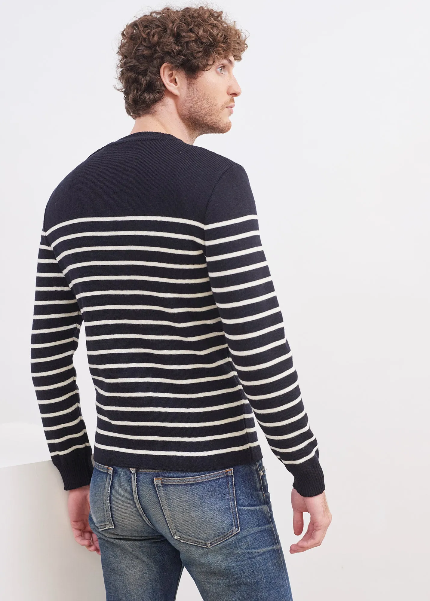 Pull marin ray Galiote - en laine mlange (NAVY/ECUME)