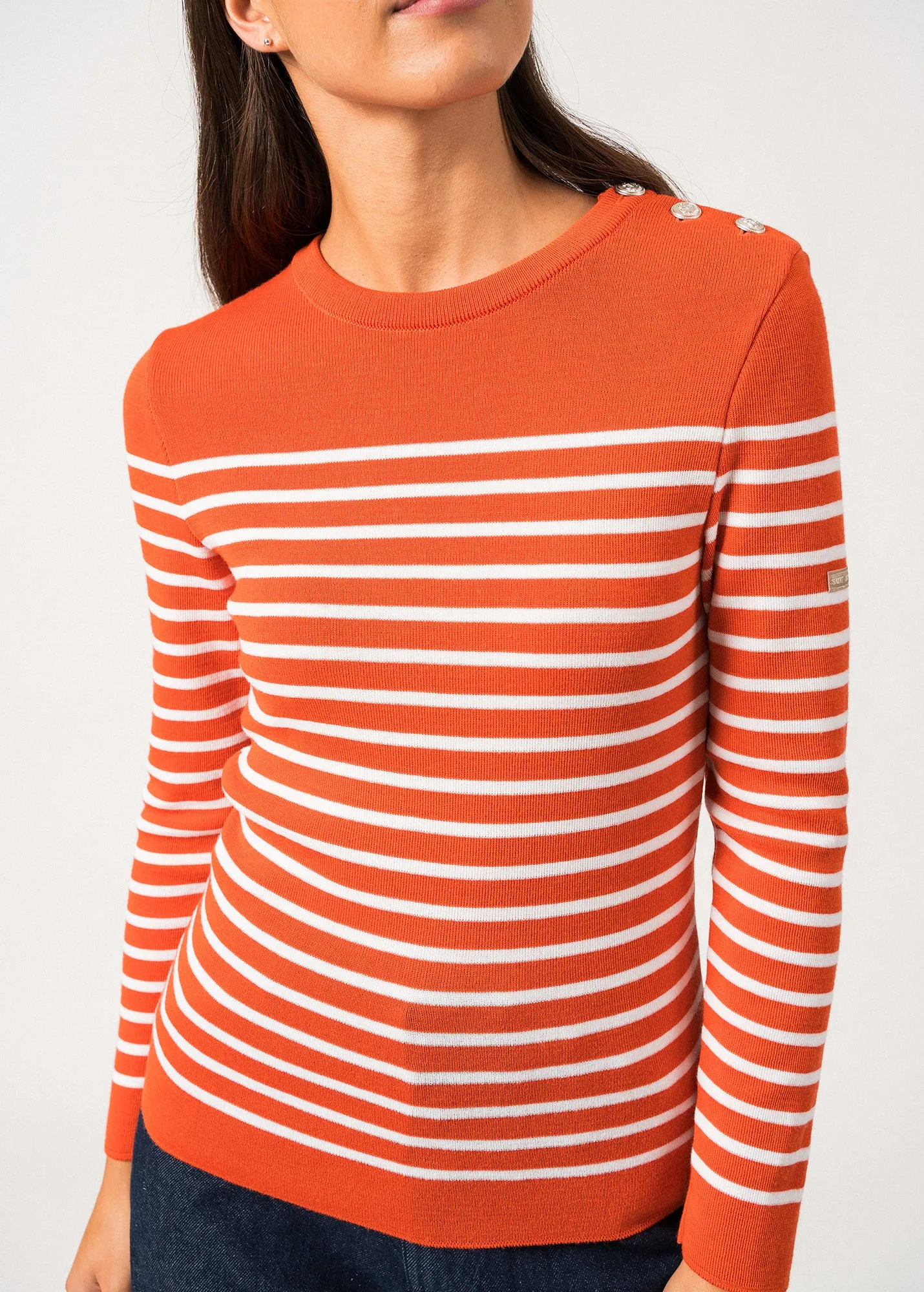 Pull marin ray Mare - en laine mrinos (BASKET/BLANC)