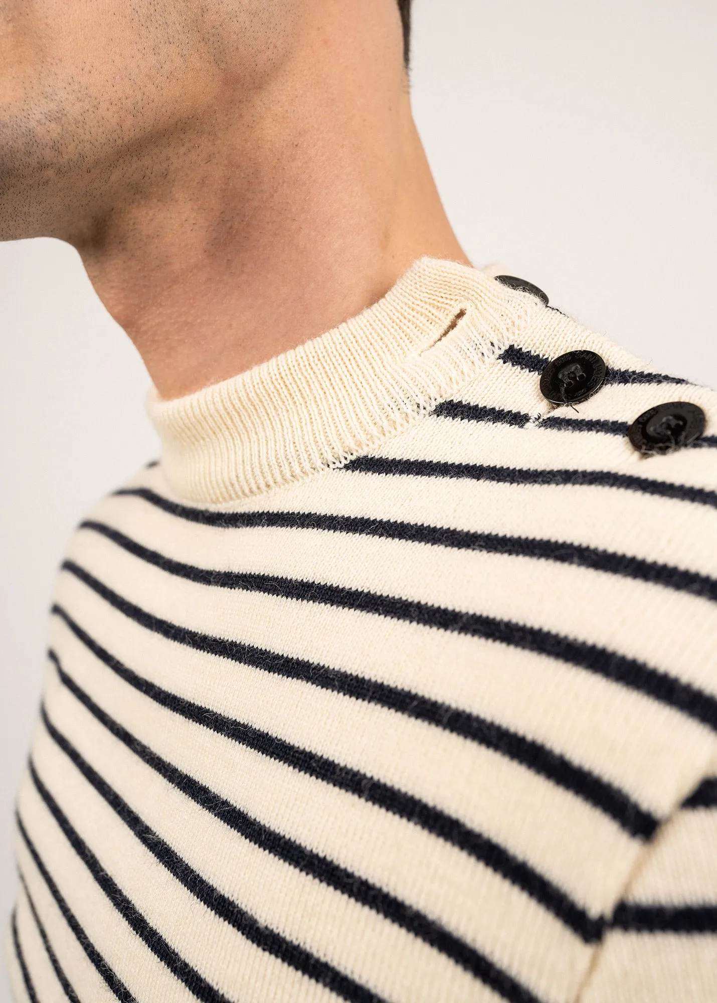 Pull marin ray Matelot - coupe ajuste (ECRU/MARINE)