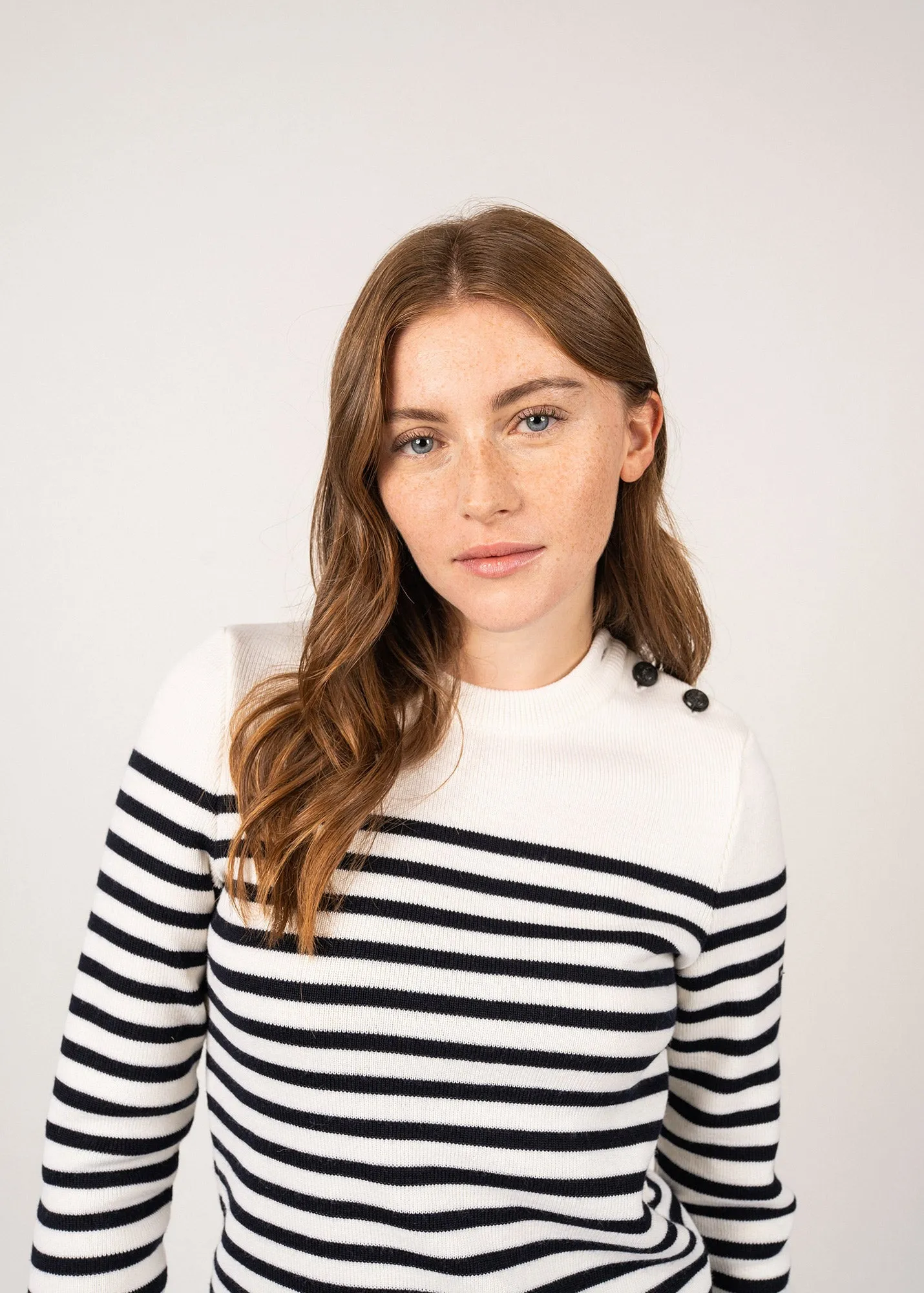 Pull marin ray Rochefort - en laine (ECUME/NAVY)