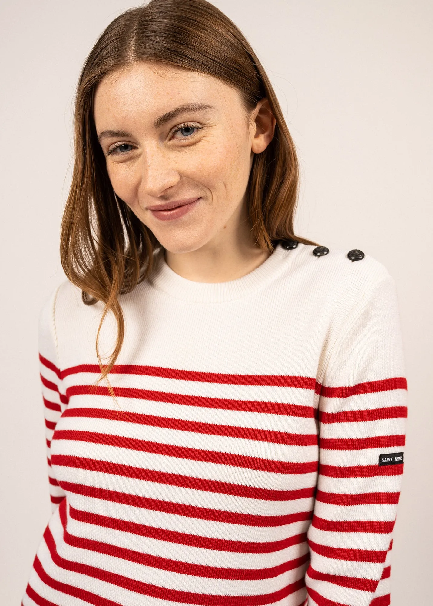Pull marin ray Rochefort - en laine (ECUME/ROUGE)