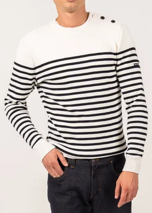 Pull marin ray Rochefort - en laine mrinos (ECUME/NAVY)