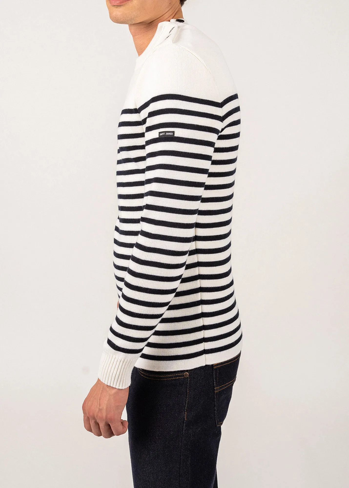 Pull marin ray Rochefort - en laine mrinos (ECUME/NAVY)