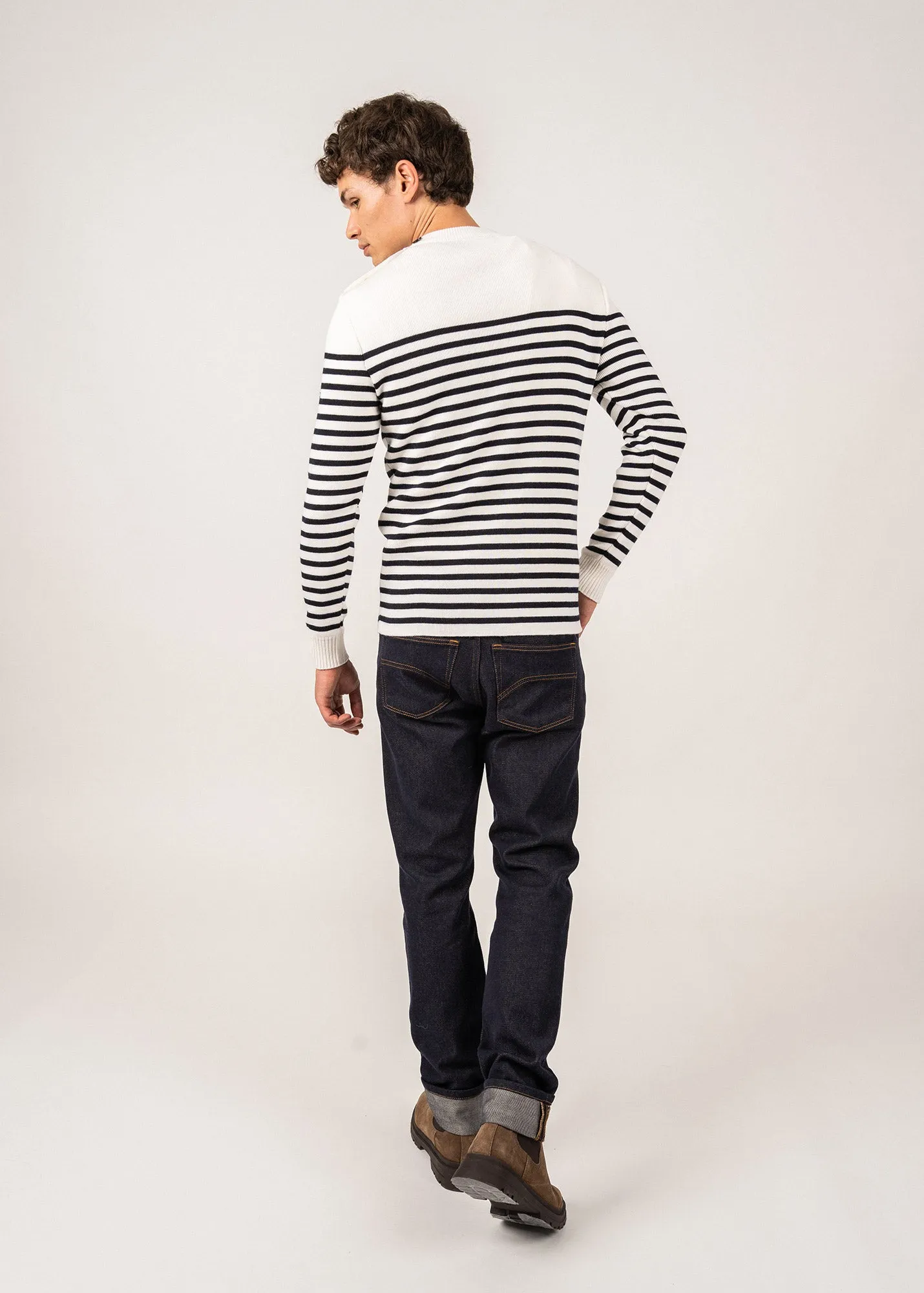 Pull marin ray Rochefort - en laine mrinos (ECUME/NAVY)
