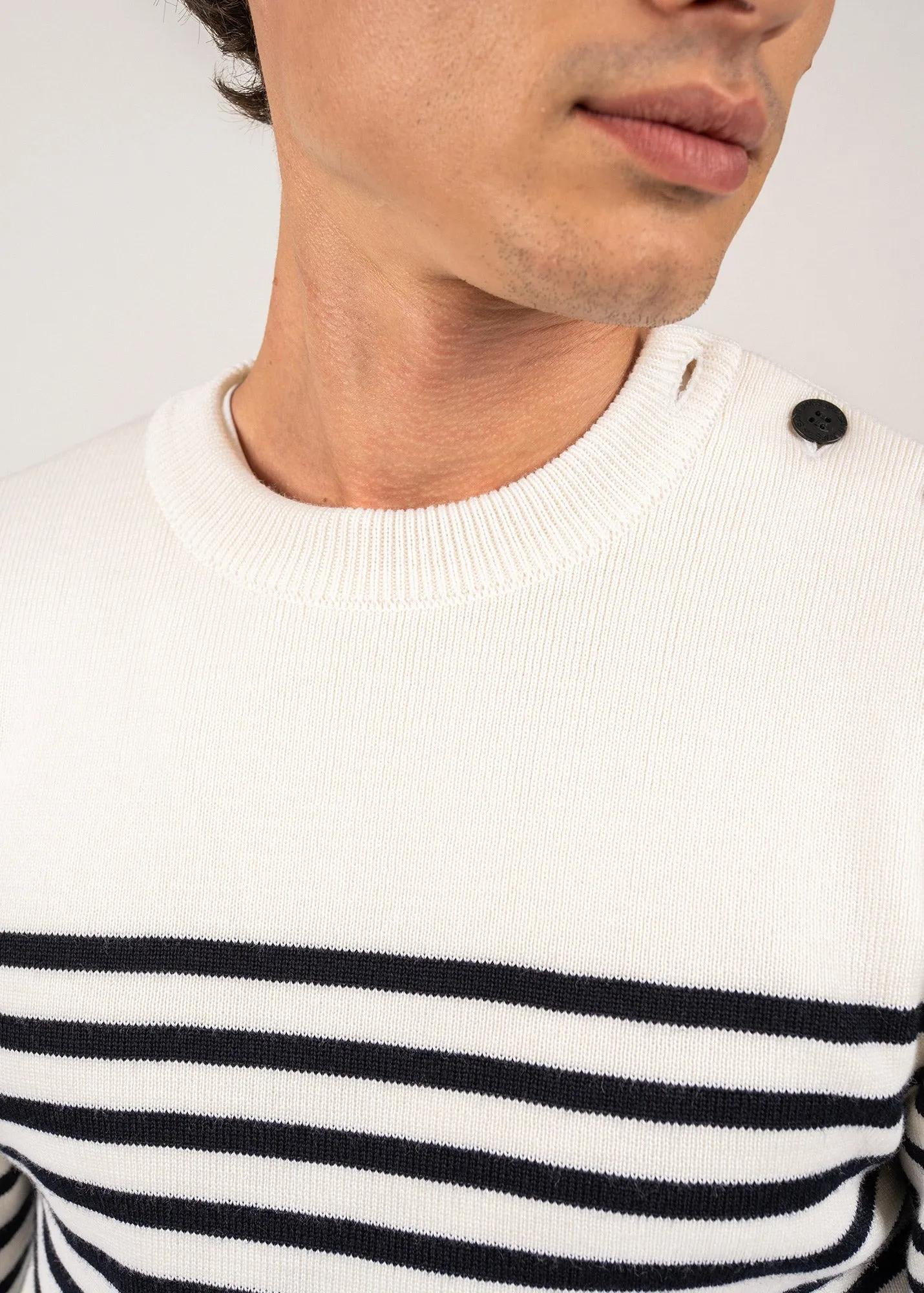 Pull marin ray Rochefort - en laine mrinos (ECUME/NAVY)