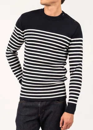 Pull marin ray Rochefort - en laine mrinos (NAVY/ECUME)