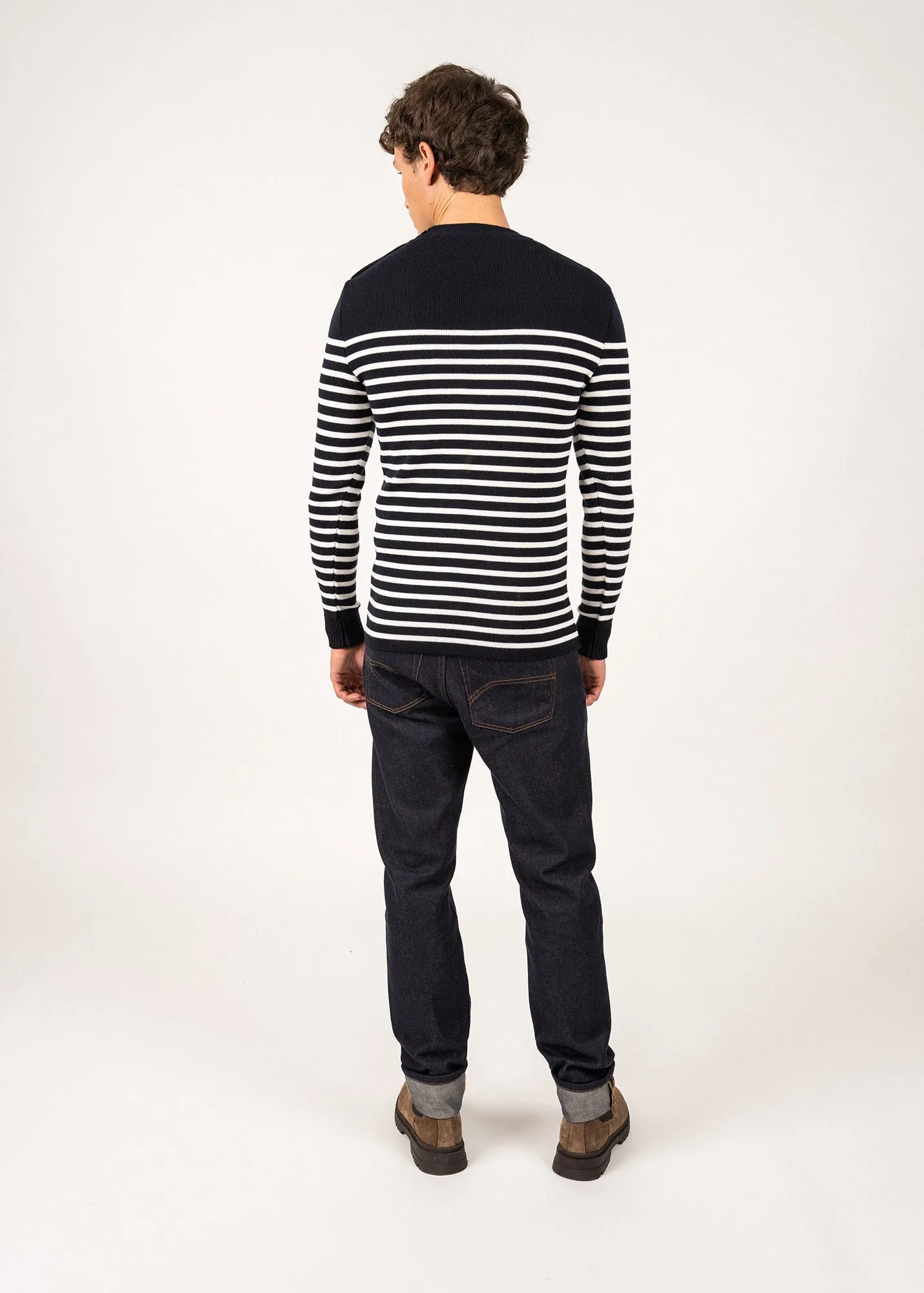 Pull marin ray Rochefort - en laine mrinos (NAVY/ECUME)