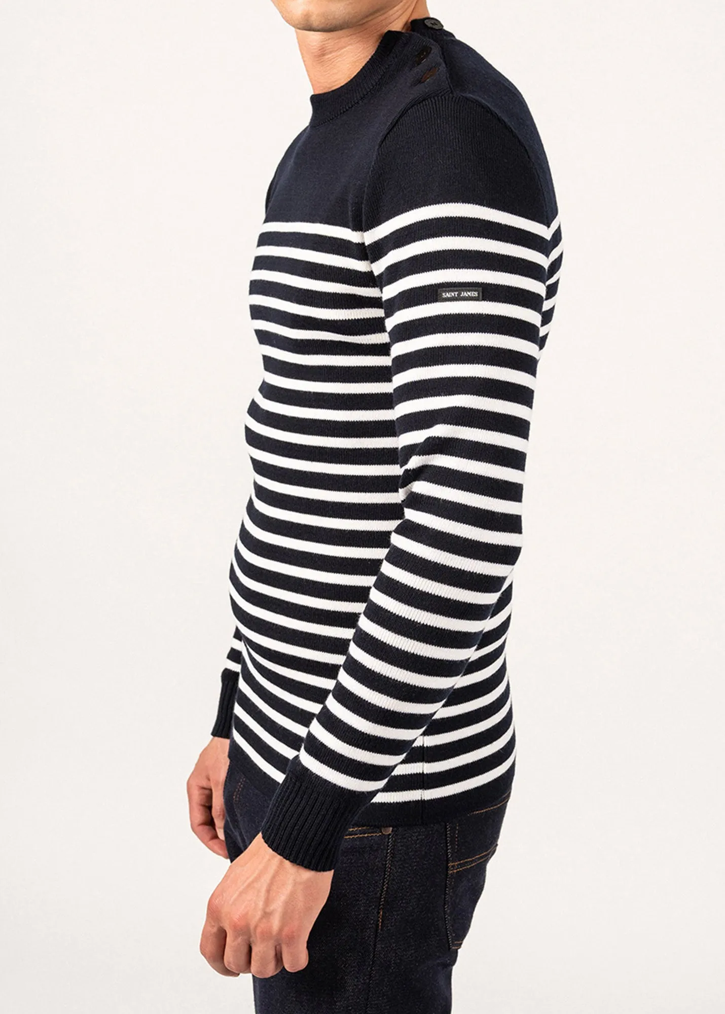 Pull marin ray Rochefort - en laine mrinos (NAVY/ECUME)