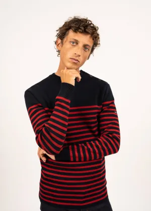 Pull marin ray Rochefort - en laine mrinos (NAVY/MEDOC)