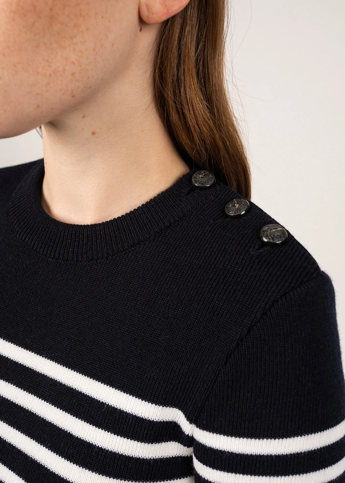 Pull marin ray Rochefort - en laine (NAVY/ECUME)