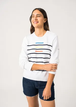 Pull marin Sisteron - en coton (BLANC MULTICO)