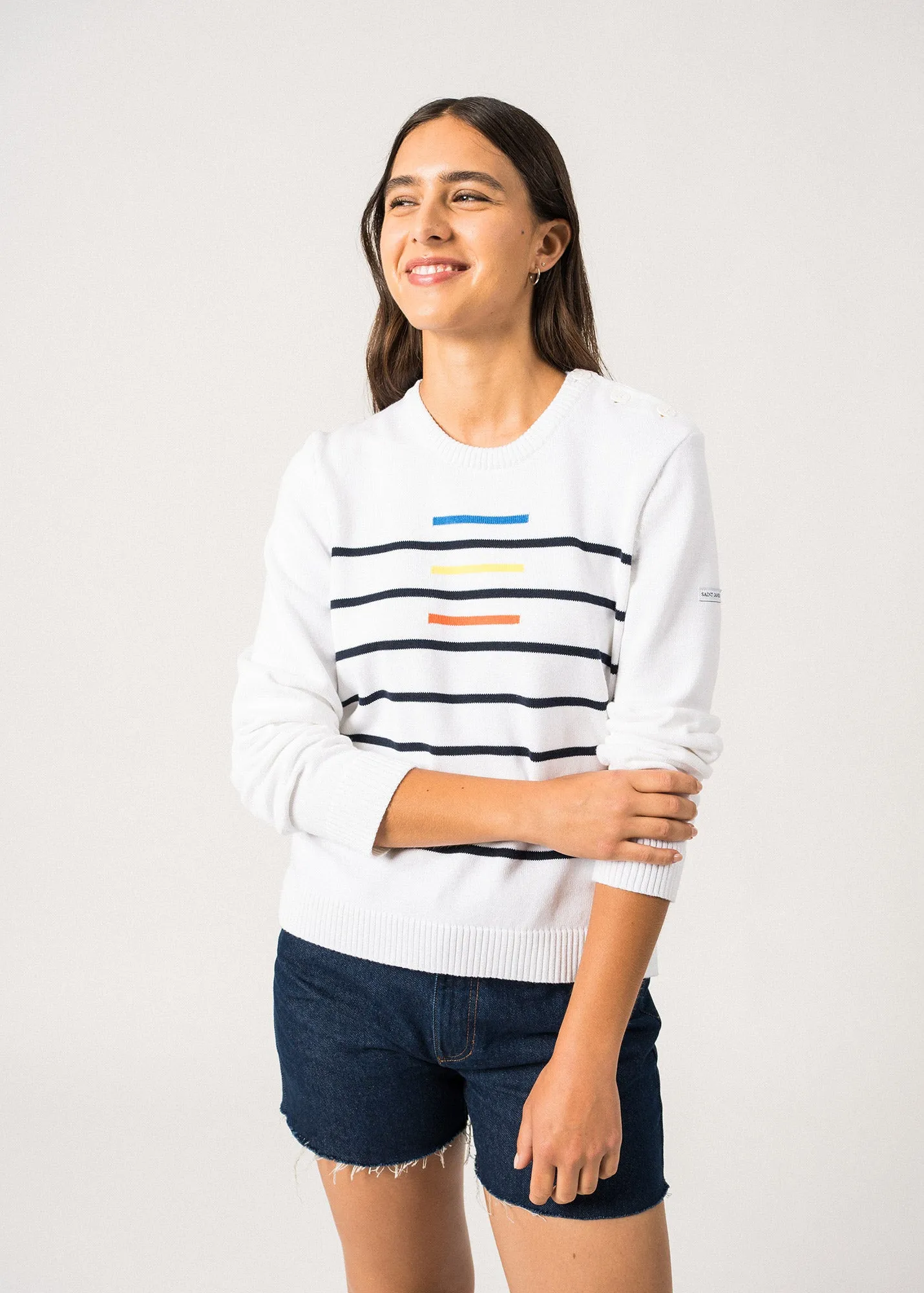 Pull marin Sisteron - en coton (BLANC MULTICO)