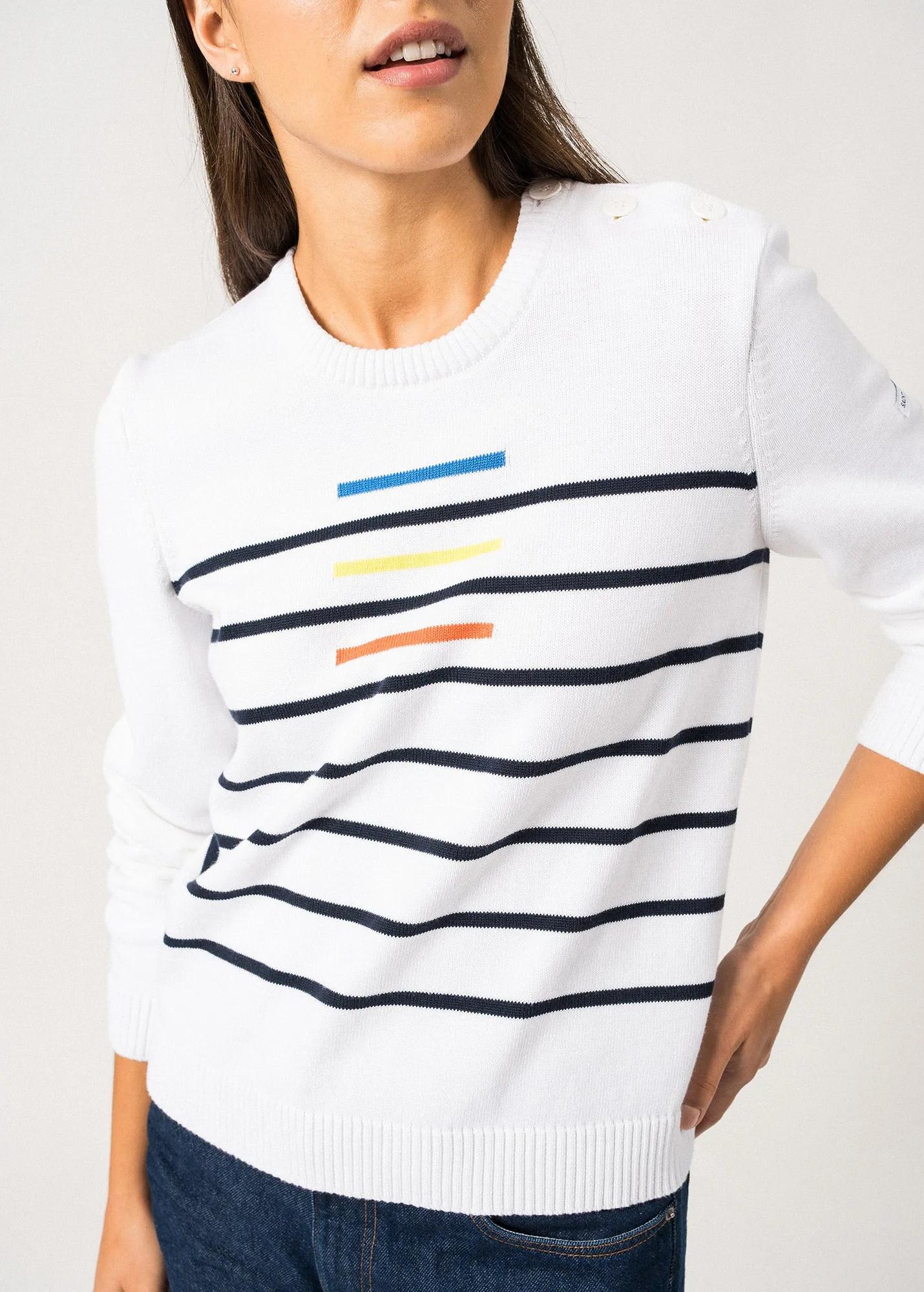 Pull marin Sisteron - en coton (BLANC MULTICO)